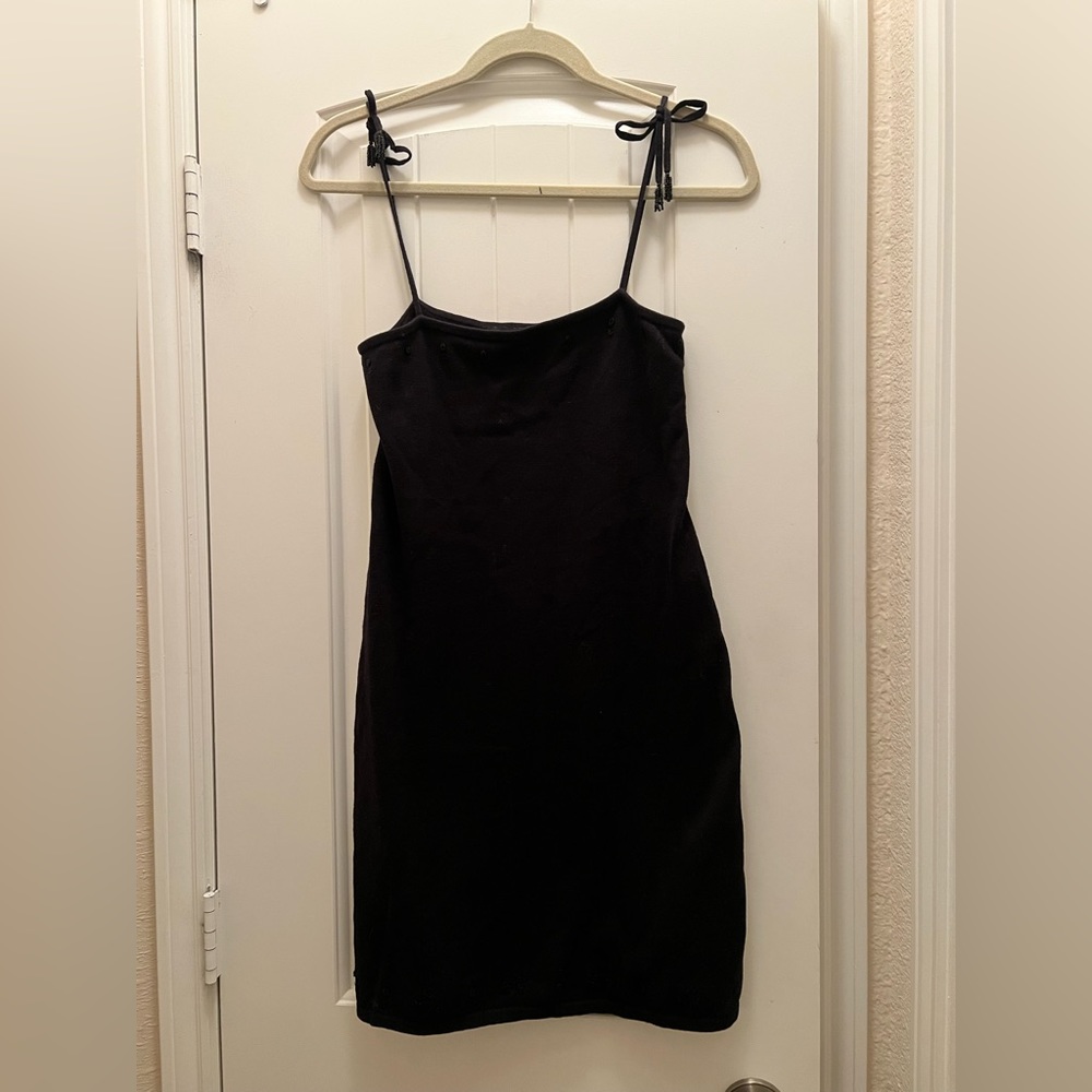 Vintage 1990’s Ralph Lauren Cotton Knit beaded little black dress